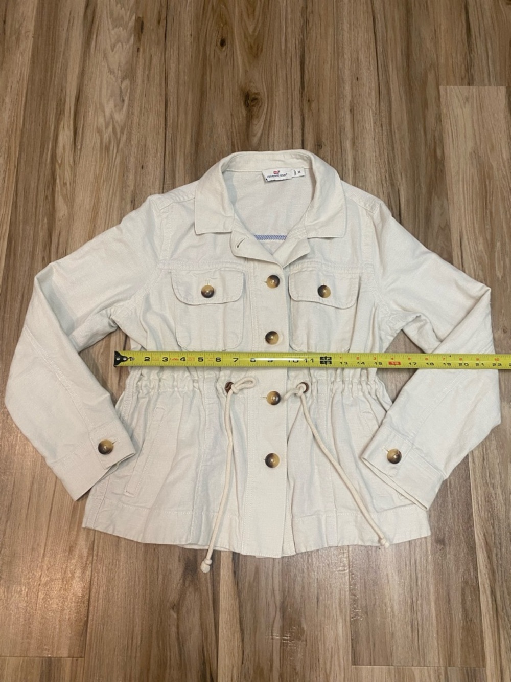 VINEYARD VINES LINEN DRAWSTRING UTILITY JACKET ZIP CREAM IVORY WOMENS SZ XSMALL - Picture 8 of 13